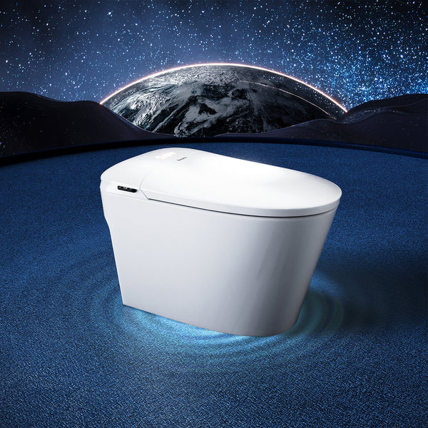 Smart Bidet Toilet with Built-in Tank & Foam Shield, Auto Open/Close Foot Sensor Flush Dryer Heated Seat Soft Close Elongated One-Piece Design, 12 in. Rough In, 110V-120V (ZYS1)